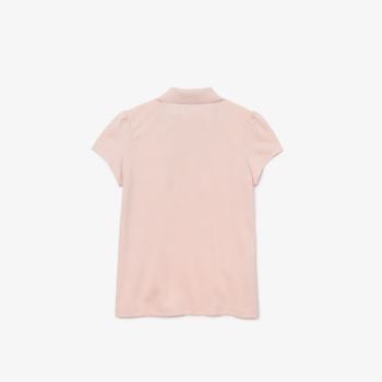 Lacoste Scalloped Collar Mini Piqué Polo Shirt - Polo Dětské Světle Růžové | CZ-8HhX0K